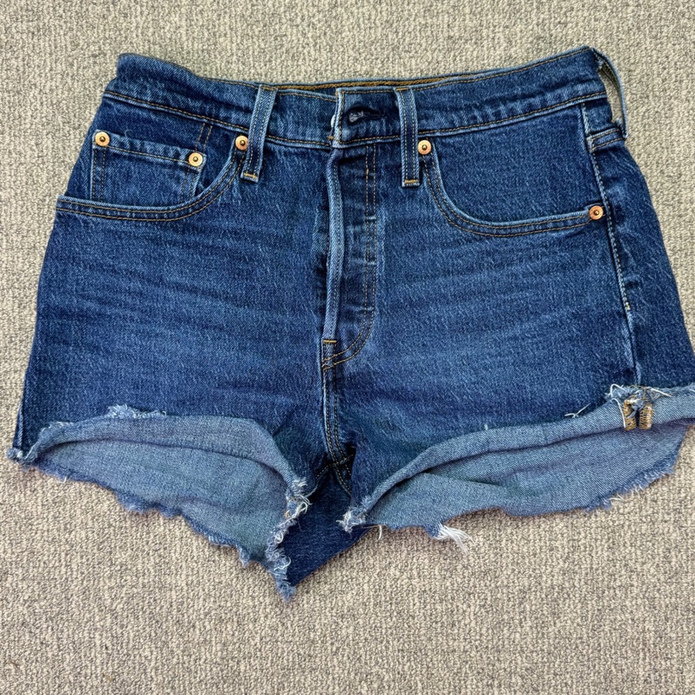 Levi's 501 Original Button Fly Denim Cut Off Shorts Women's 27 High Rise EUC